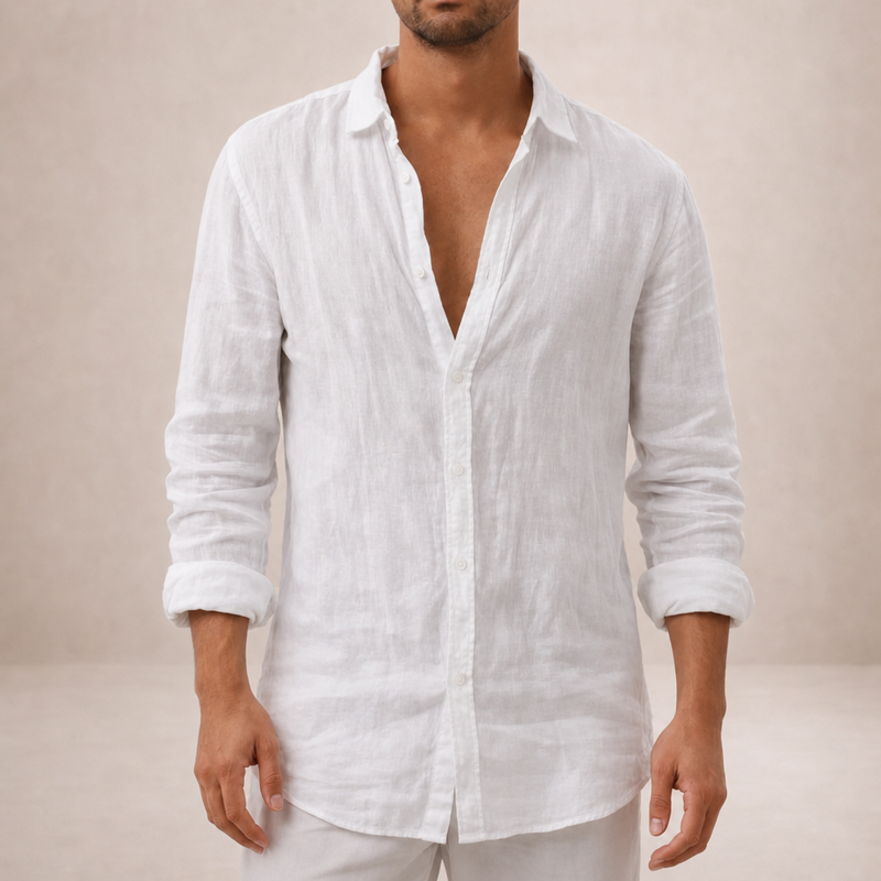 Alberobello Linen Long Sleeve Shirt in White