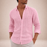 Alberobello Linen Long Sleeve Shirt in Pink