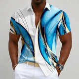 Albufeira Abstract Linear Print Shirt in Blue