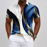 Albufeira Abstract Linear Print Shirt in Navy Blue