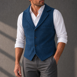 Andros Herringbone Western Vest in Blue