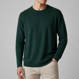 Antiparos Fine Knit Crew Sweater in Green