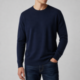 Antiparos Fine Knit Crew Sweater in Navy