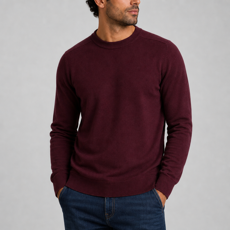 Antiparos Fine Knit Crew Sweater in bordeaux