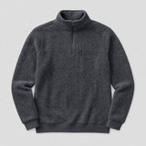 The Archivist Men's Half-Zip Fleece Pullover in Charcoal, flat lay