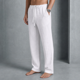 Arles Linen Drawstring Trousers in White