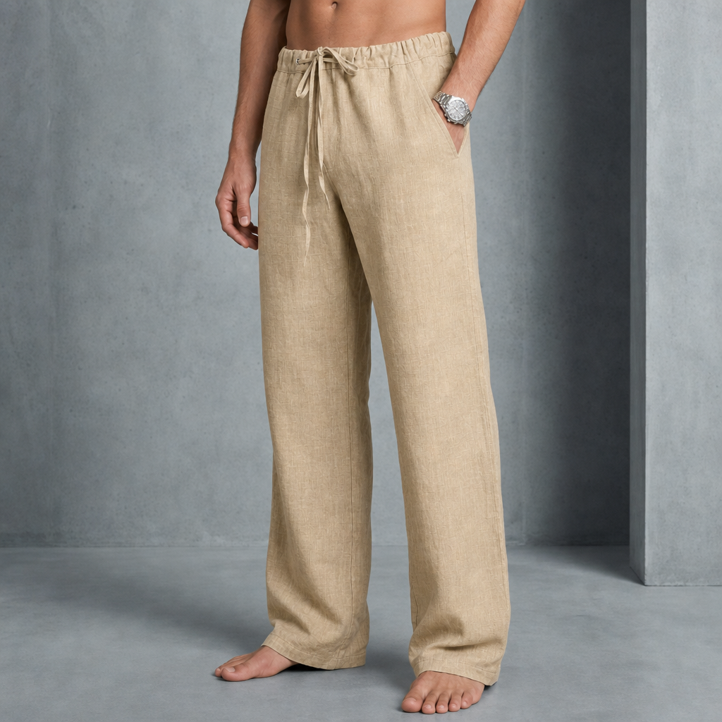 Arles Linen Drawstring Trousers in Cream