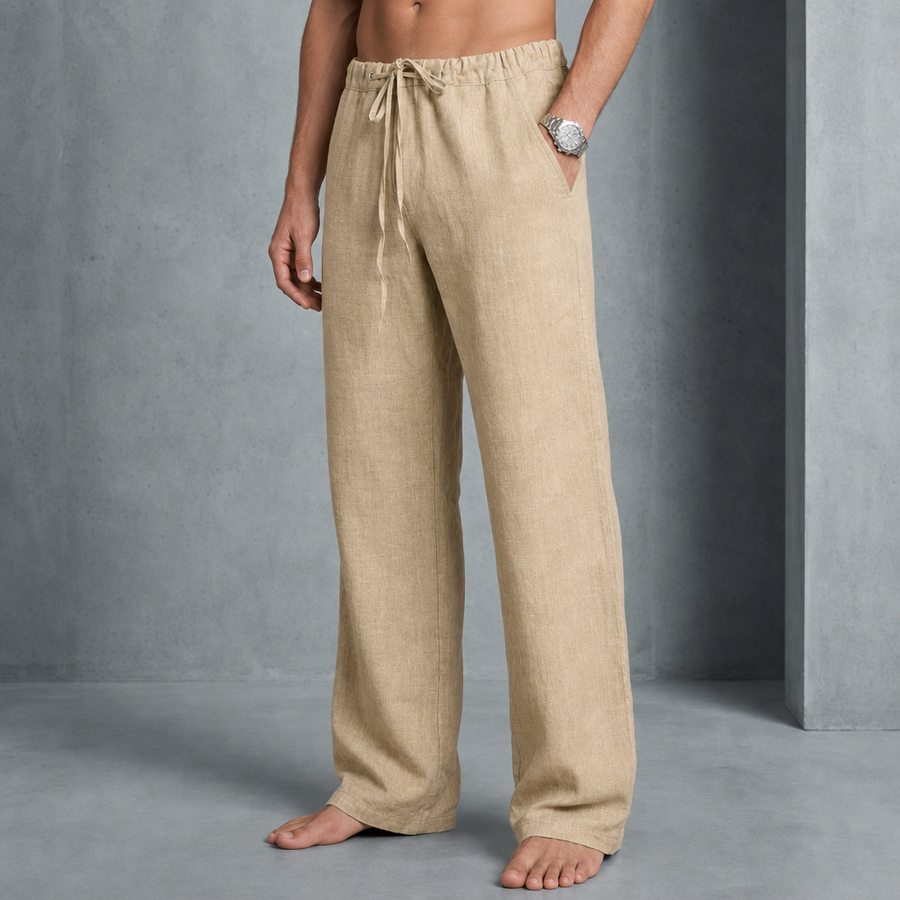 Arles Linen Drawstring Trousers in Cream
