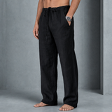 Arles Linen Drawstring Trousers in Black