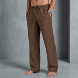 Arles Linen Drawstring Trousers in Brown