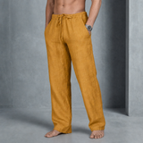 Arles Linen Drawstring Trousers in Gold