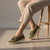 Assisi Orthopedic Perforated Slip-Ons in Green