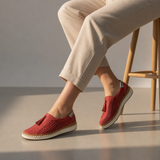 Assisi Orthopedic Perforated Slip-Ons in Red