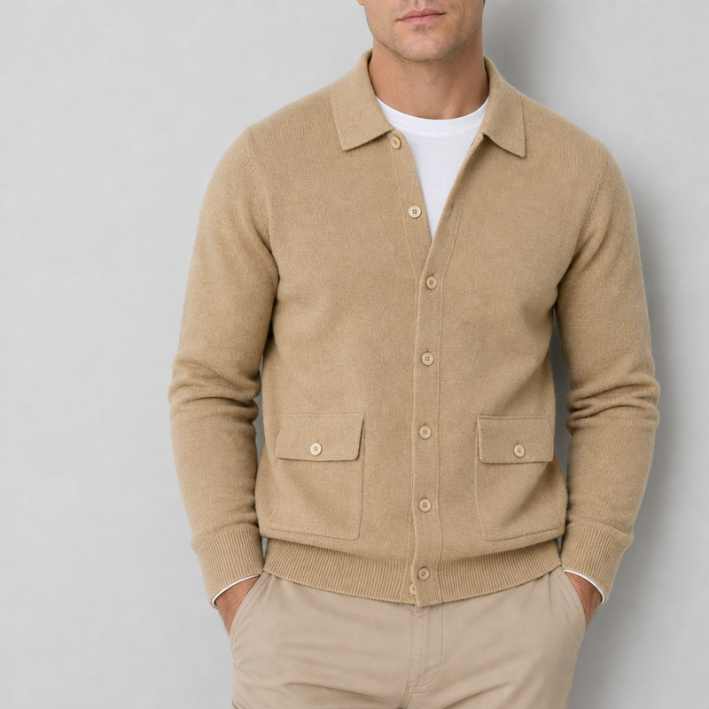 Avignon Cashmere Knit Cardigan in Camel
