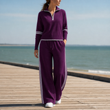 Baeza Quarter-Zip Knit Set in Purple