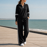Baeza Quarter-Zip Knit Set in Black