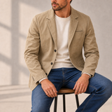 Beaulieu Washed Cotton Blazer in Khaki