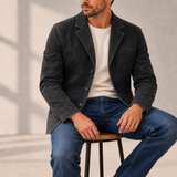 Beaulieu Washed Cotton Blazer in Black