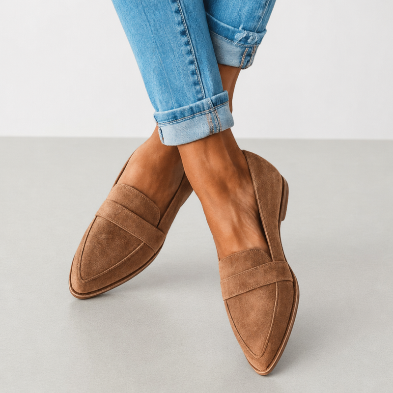 Birgu Orthopedic Soft Suede Loafers in Khaki