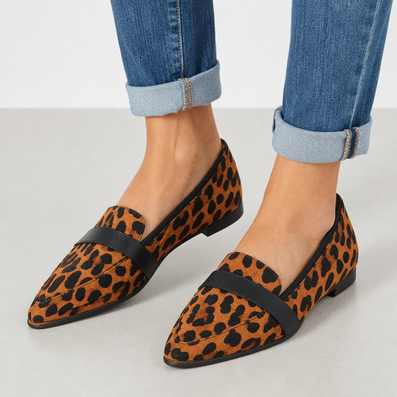 Birgu Orthopedic Soft Suede Loafers in Leopard