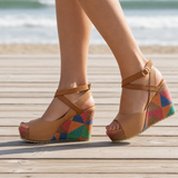 Bolzano Orthopedic Colorful Wedge Sandals in Brown