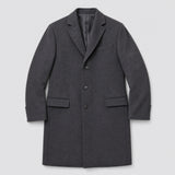 The Broker Men's Tailored Overcoat in Dark Charcoal, flat lay