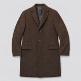 The Broker Men's Tailored Overcoat in Chestnut, flat lay