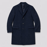 The Broker Men's Tailored Overcoat in Midnight Navy, flat lay