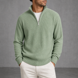 Calvi Ribbed Quarter-Zip Sweater in Mint