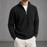 Calvi Ribbed Quarter-Zip Sweater in Black