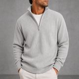 Calvi Ribbed Quarter-Zip Sweater in Grey