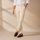Cefalu Pleated Slim Dress Pants in Apricot