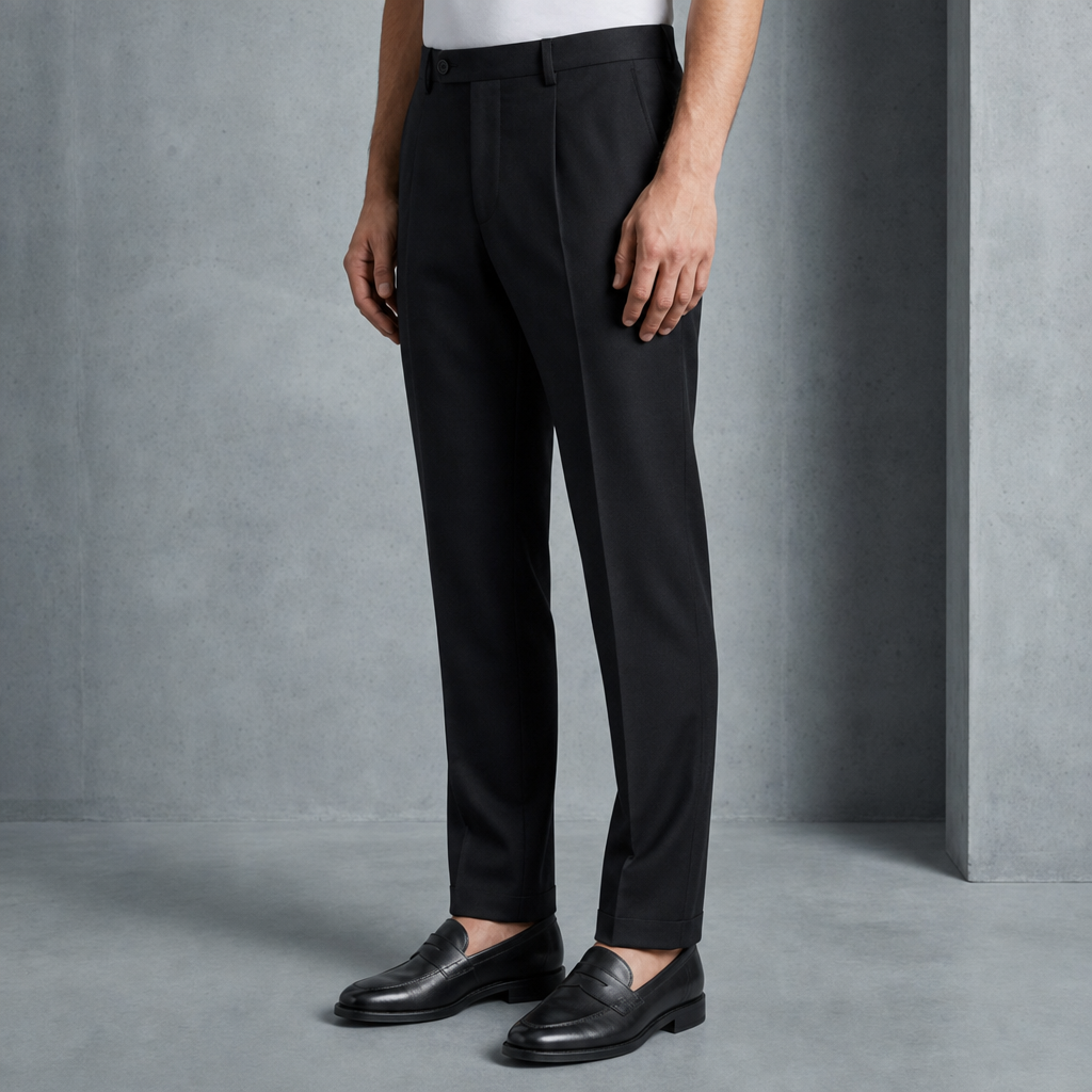 Cefalu Pleated Slim Dress Pants in Black