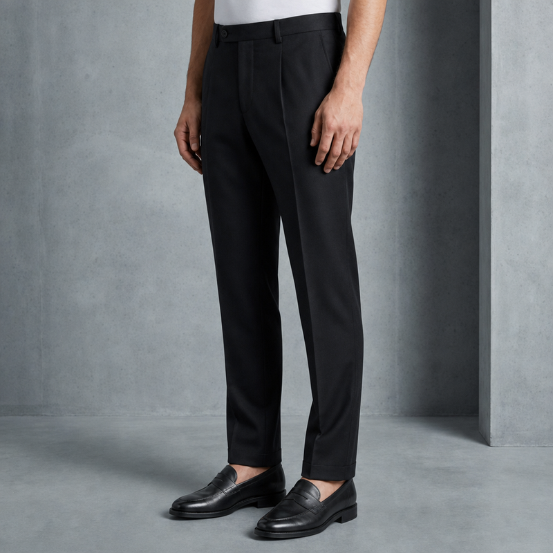 Cefalu Pleated Slim Dress Pants in Black