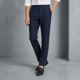 Cefalu Pleated Slim Dress Pants in Navy Blue