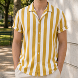 Cefalu Striped Button-Up Shirt in Yellow