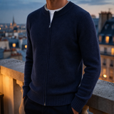 Ceret Cashmere Zip Cardigan in Navy Blue