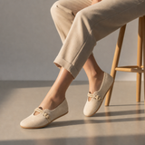 Chania Orthopedic Suede Loafers in Beige