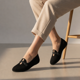 Chania Orthopedic Suede Loafers in Black