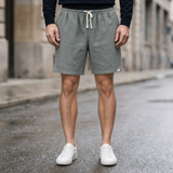 Chianti Linen Drawstring Shorts in Gray