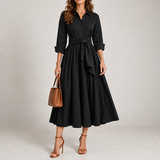 Coimbra Tie Belt Shirt Dress in Black