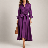 Coimbra Tie Belt Shirt Dress in Purple