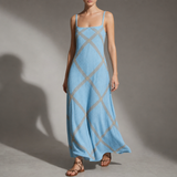 Collioure Geometric Boho Maxi Dress in Blue