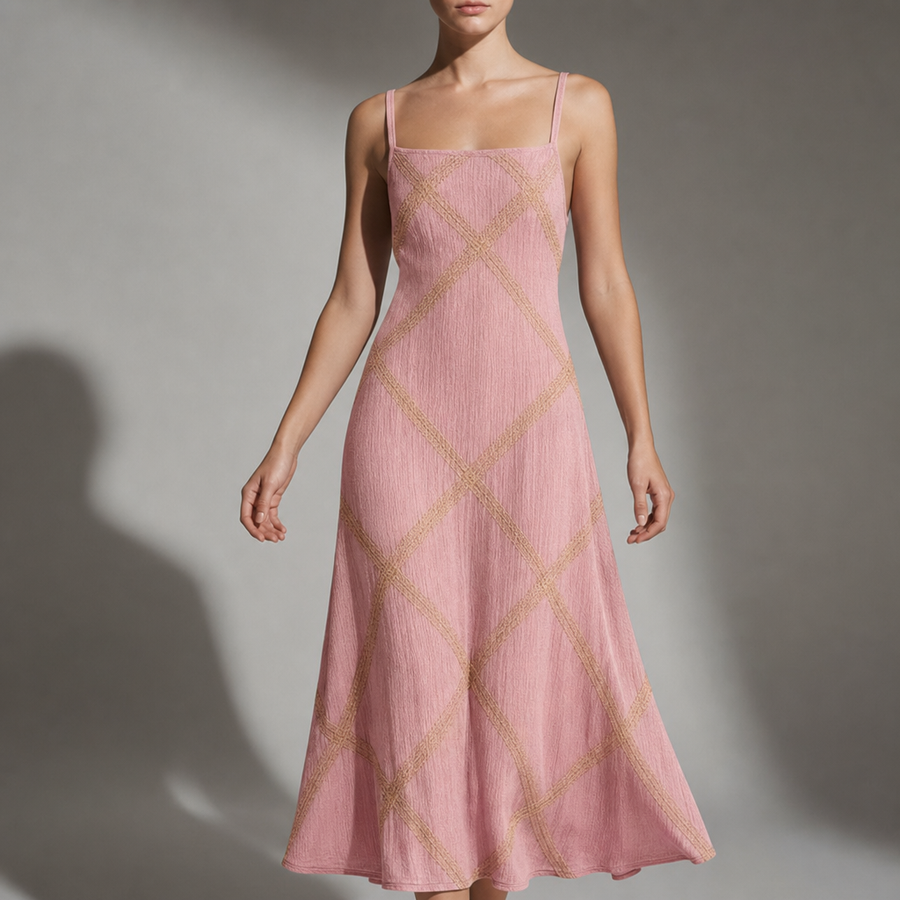 Collioure Geometric Boho Maxi Dress in Pink
