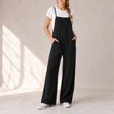 Deia Wide-Leg Bib Jumpsuit in Black