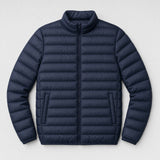 The Draftsman Men's Quilted Puffer Jacket in Ink Navy, flat lay