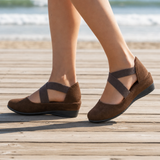 Ericeira Orthopedic Cross Strap Ballet Flats in Brown