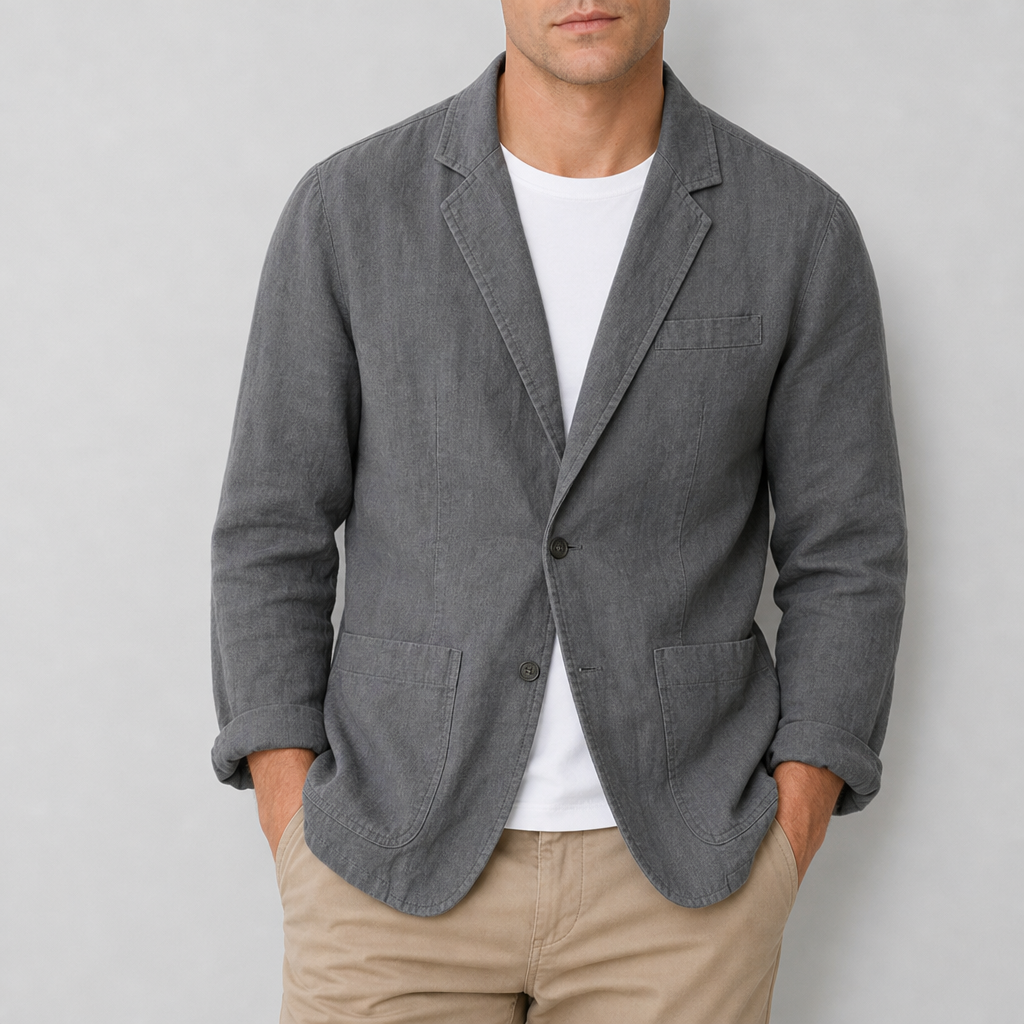Eze Linen Casual Blazer in Gray