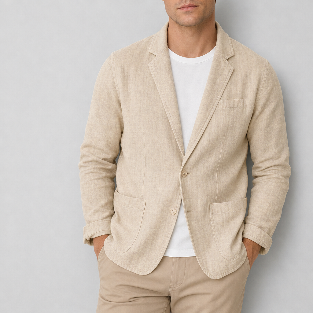 Eze Linen Casual Blazer in Beige