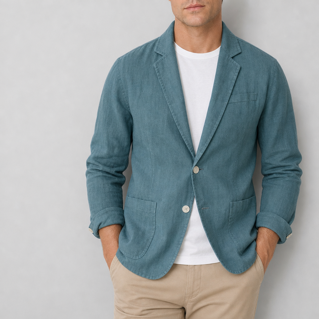 Eze Linen Casual Blazer in Teal